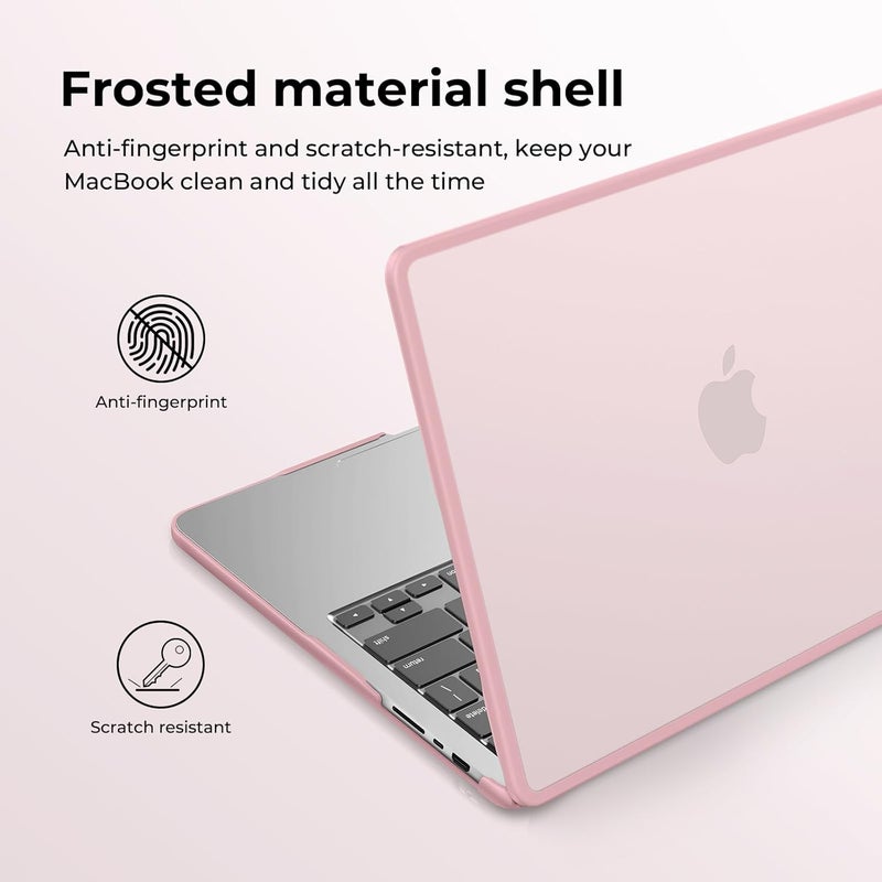BlueSwan Anti-Cracking Hard Shell Case Compatible with MacBook Pro 14-inch M5 2026 2025-2021 Release M4 M3 M2 M1 Pro/Max Chip, Anti-Fingerprint Soft TPU Bumper, Frosted Cute Pink - Image 5